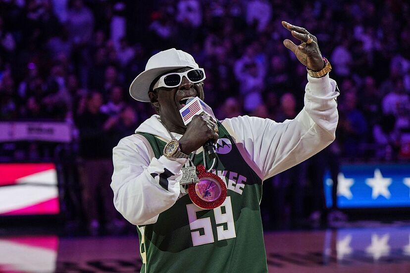 Flavor Flav Sings The National Anthem at Milwaukee Bucks Home Game